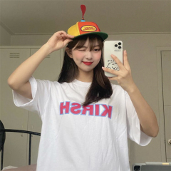 Protected ~ 21 spring and summer girls American Korean casual style letter printed Short Sleeve T-Shirt Top retro College