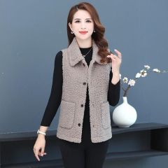 2021 autumn winter coat women's lapel vest new foreign style imitation Lamb Fur one-piece cashmere vest