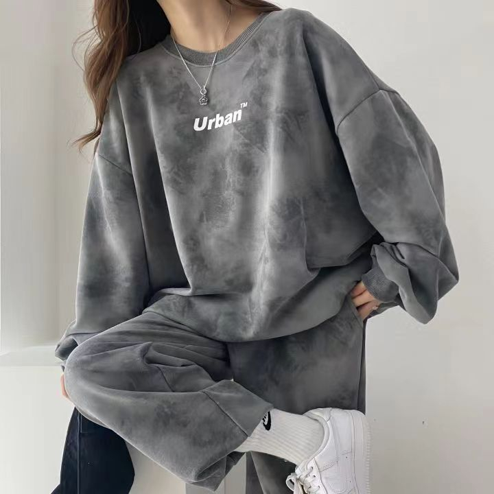 Suit women's long-sleeved trousers two-piece new spring autumn and winter fashion casual sportswear plus velvet couple