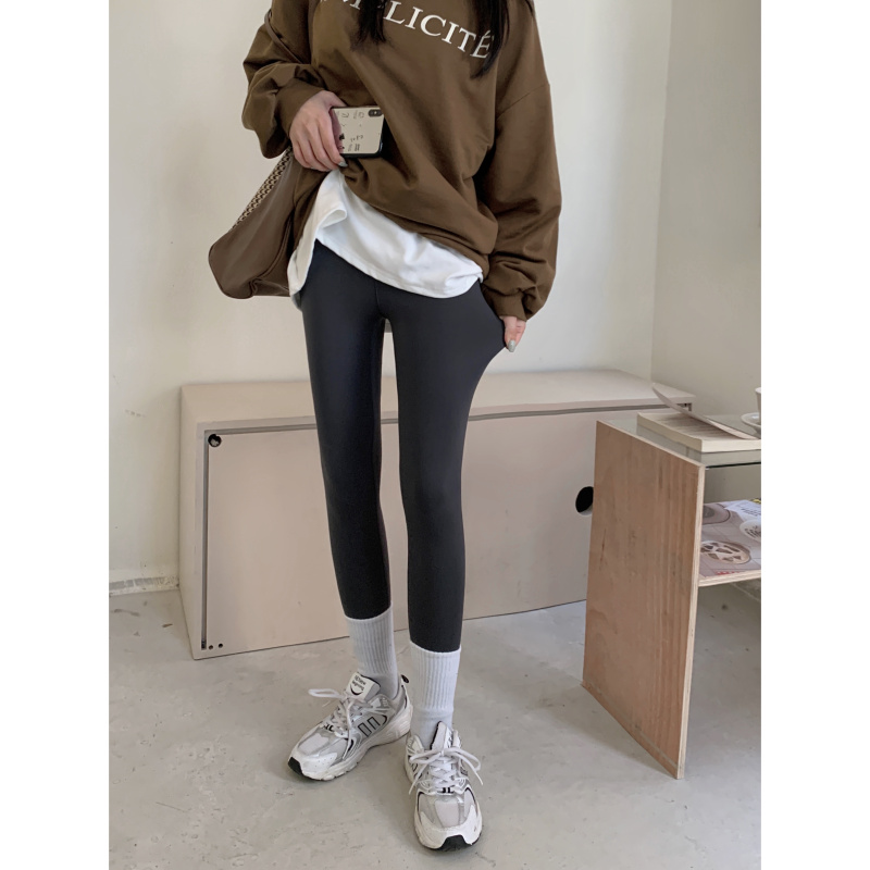 Real shooting real price autumn and winter Korean version new high waist slim slim elastic Plush thickened Leggings Tights