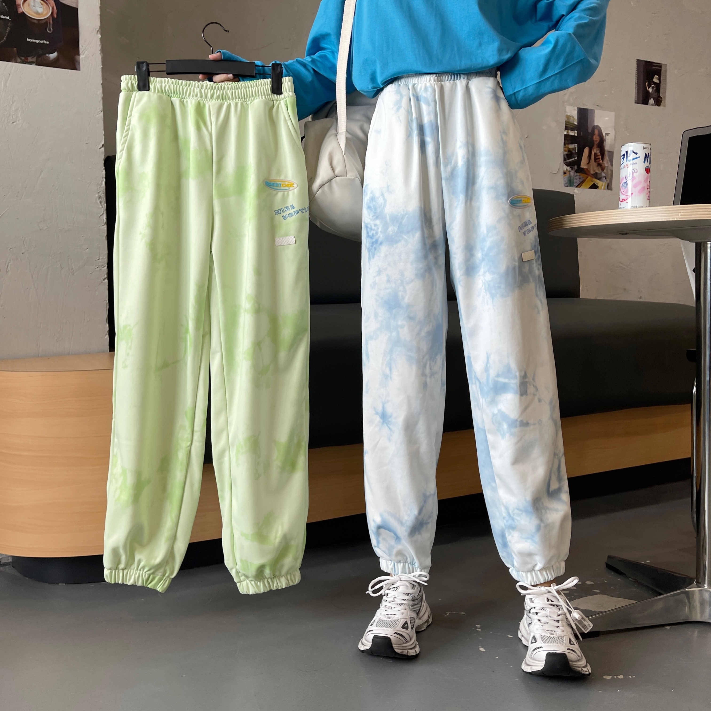 Real shot - Autumn Korean loose tie dyed guard PANTS LEGGINGS Harlan wide leg pants women