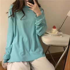 Real price new Hanfeng simple lazy big round neck long sleeve T-shirt
