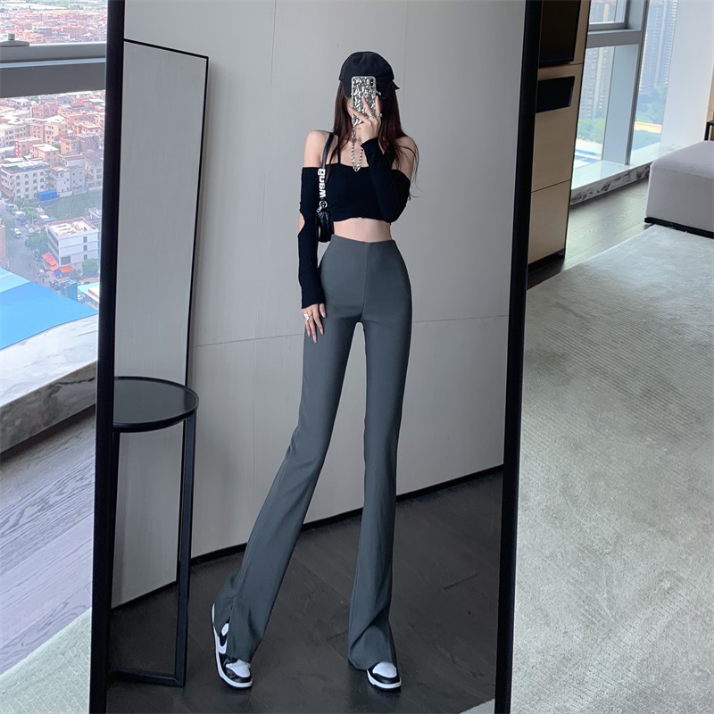 Real shot! Real price!  High-waist slim casual bell-bottom trousers for women's internet celebrity fashion trousers
