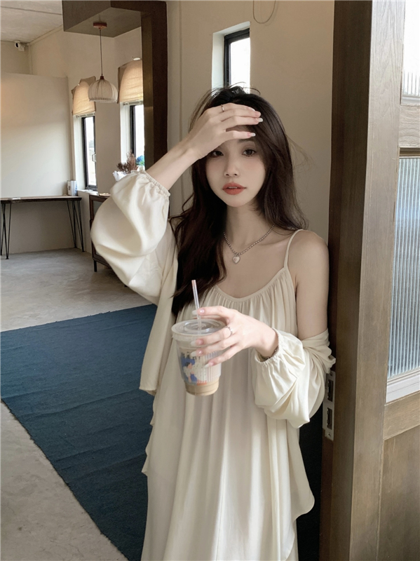 Real shot real price chic suit retro folds showing collarbone strap dress irregular design shawl coat