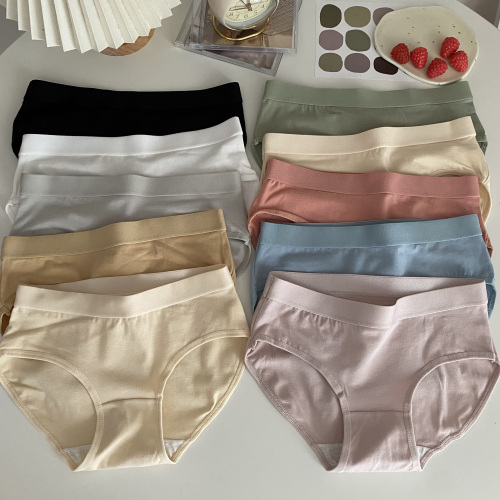 Real shooting, real price, comfortable solid color, simple cotton antibacterial crotch briefs, student underpants, female pure cotton 5-Pack