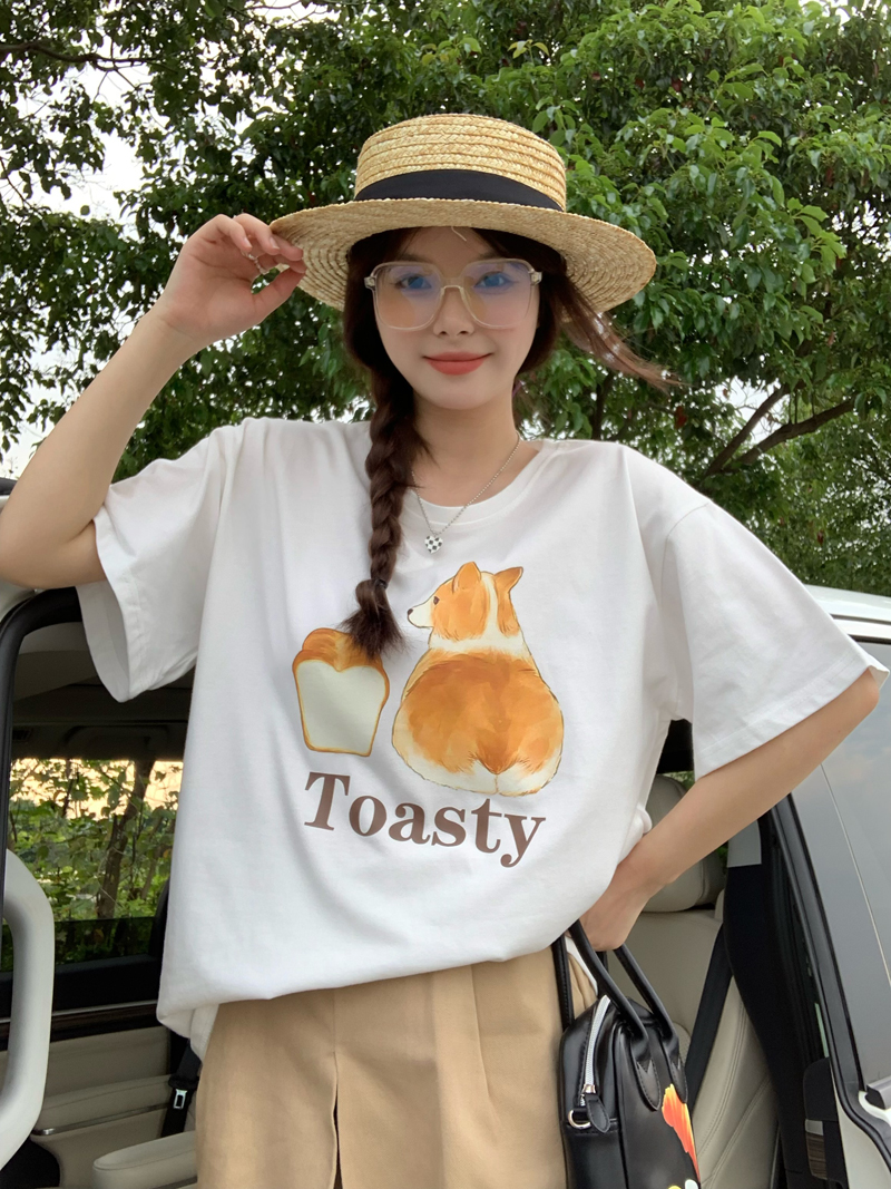 Real shooting, real price, original Korean version, loose and thin, round neck, animal print, new summer short sleeve T-shirt