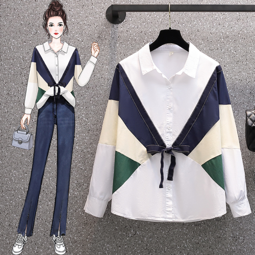 Real shooting of large women's clothes 2021 autumn new age reduction, foreign style, thin temperament, long sleeve shirt, slightly fat sister's coat