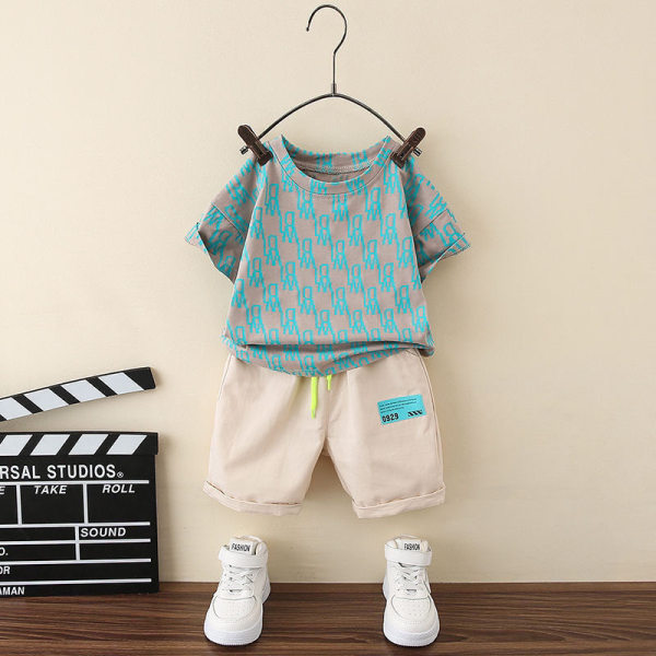 Children's clothing boy summer suit 2023 new baby children's summer children's fashionable short-sleeved two-piece suit