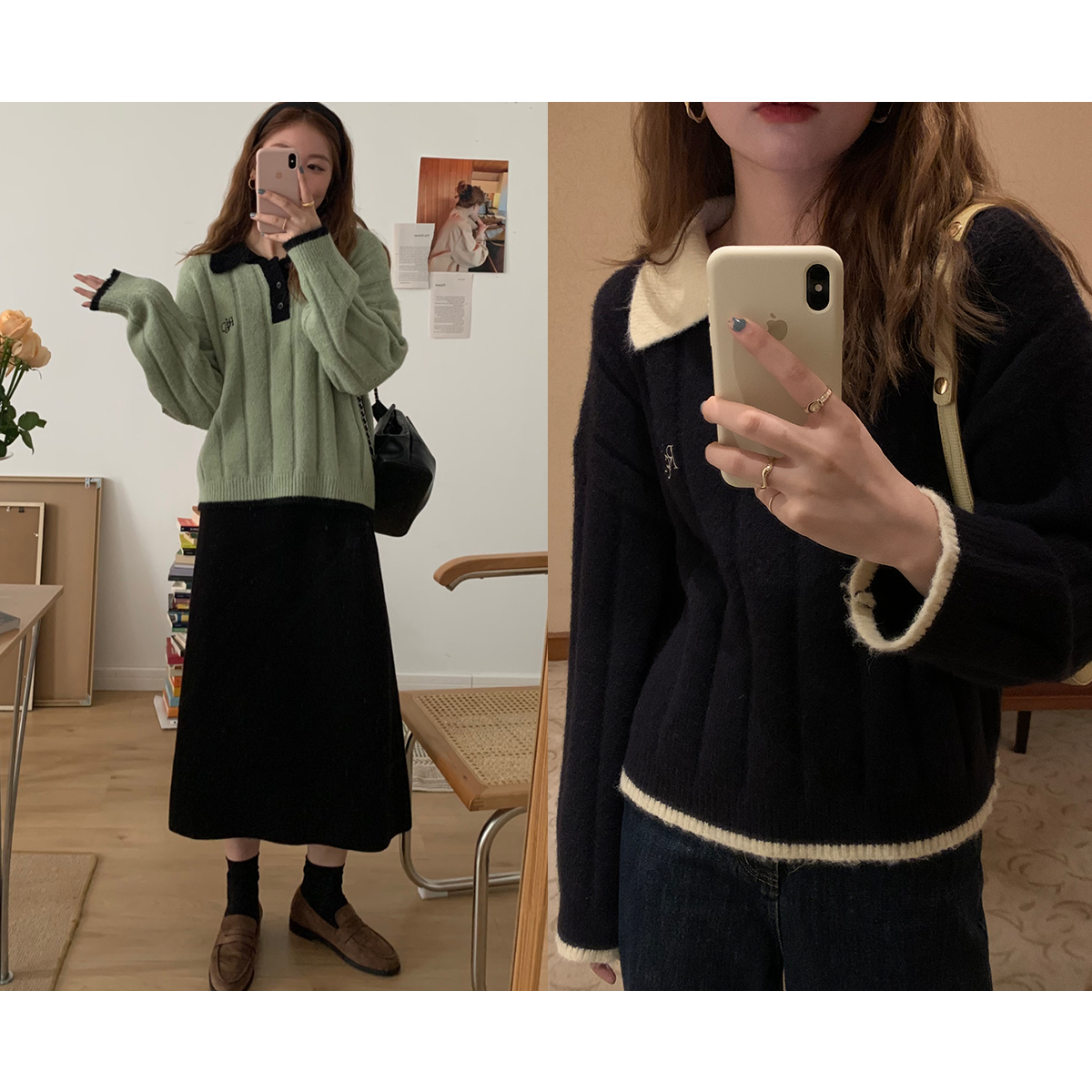 Alpaca wool vertical pit buckle casual sweater