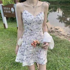 2022 new French high-grade suspender floral dress children's summer small fragrance dress