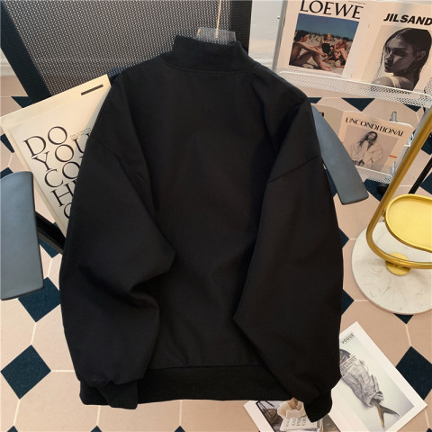 Real shot#Hong Kong style casual jacket women's spring thin cardigan jacket cavalry twill body inner cotton screw mouth