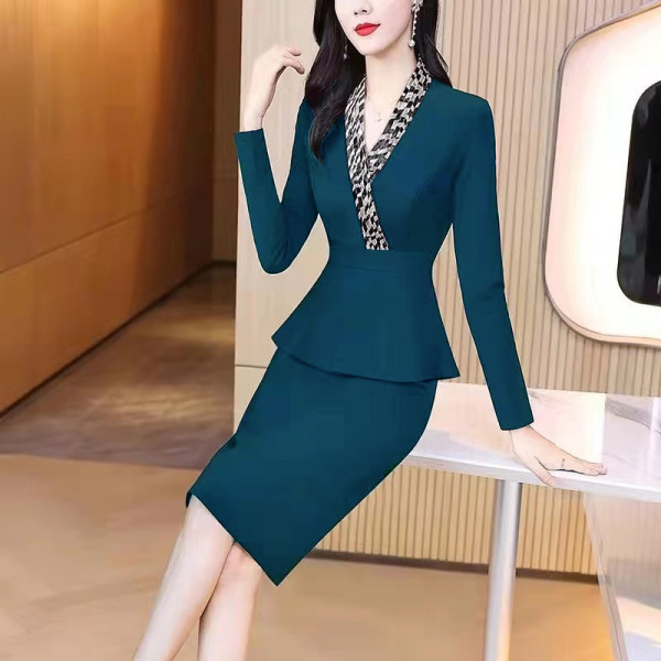 Black two-piece dress spring dress 2023 new women's waist waist slimming temperament high-end celebrity mid-length skirt