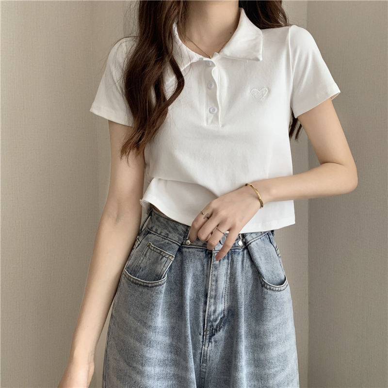 Polo Shirt Short Sleeve T-Shirt women's summer design sense of minority chic short loose top