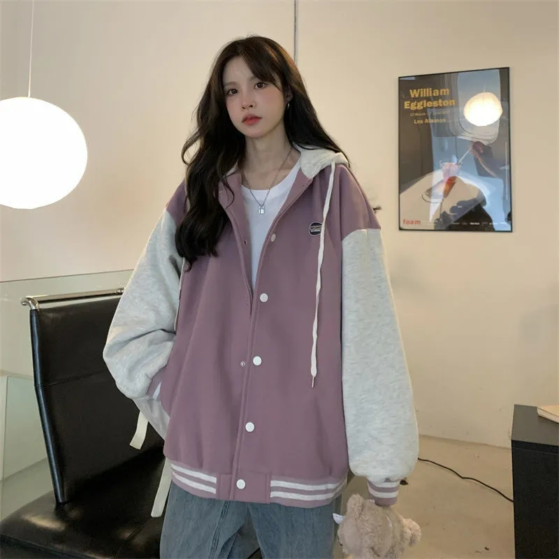 250g David clothing baseball uniform autumn and winter 2022 new Korean version of the loose students hit color stitching plus velvet