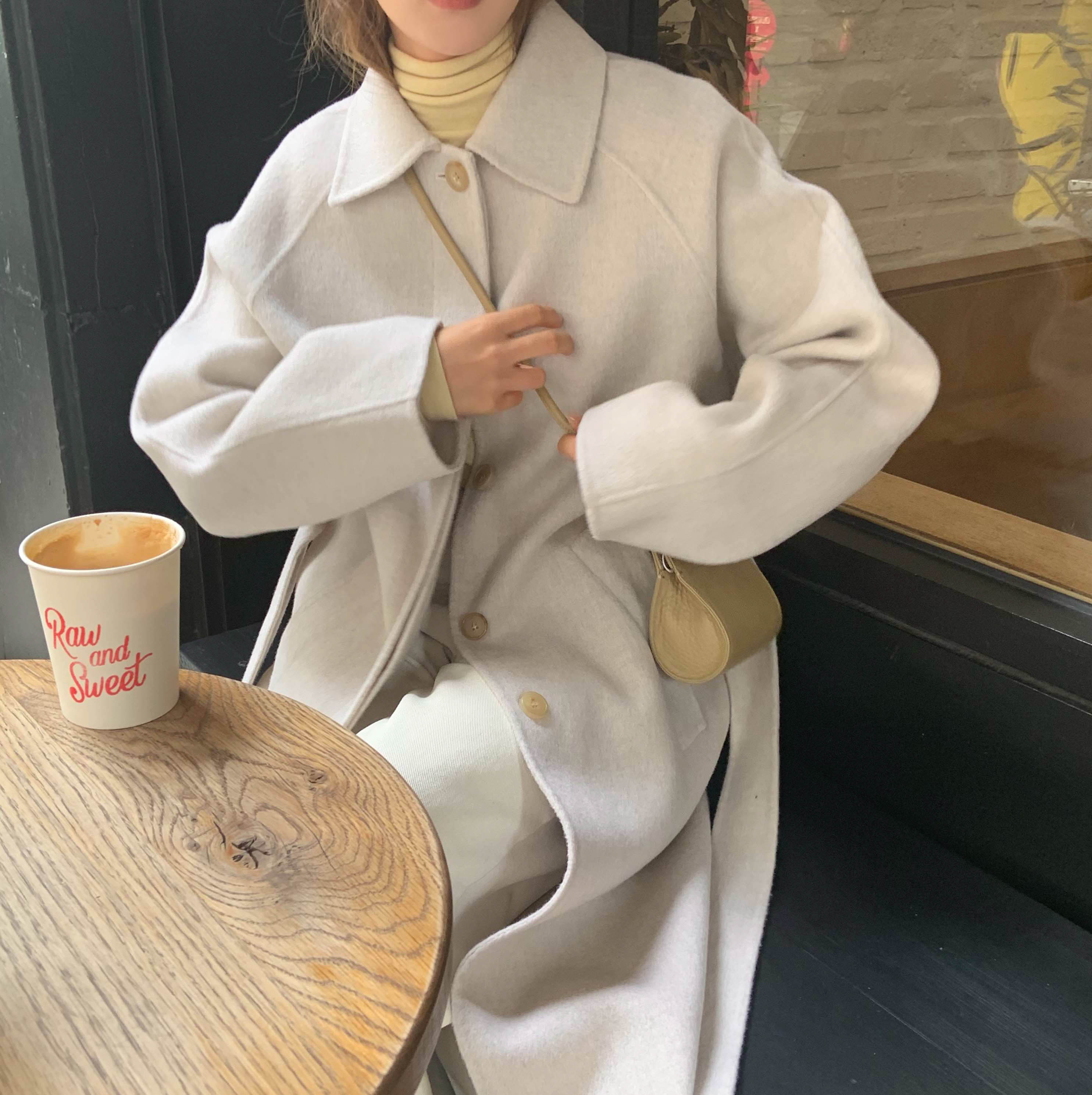 South Korea autumn and winter warm woolen coat single breasted woolen coat