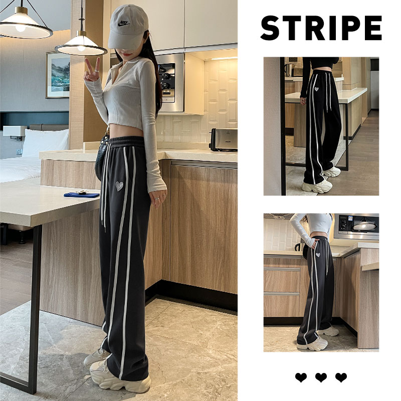 Official map Autumn new fashion women's casual pants striped wide-leg pants are thin regular style