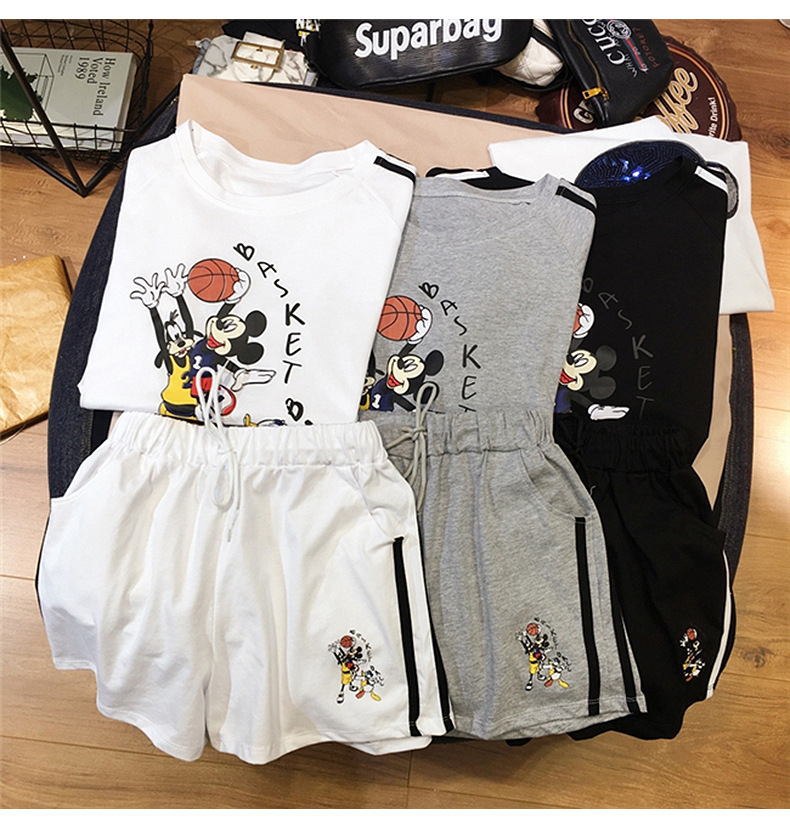 New summer casual fashion all-match sports all-match Mickey two-piece suit