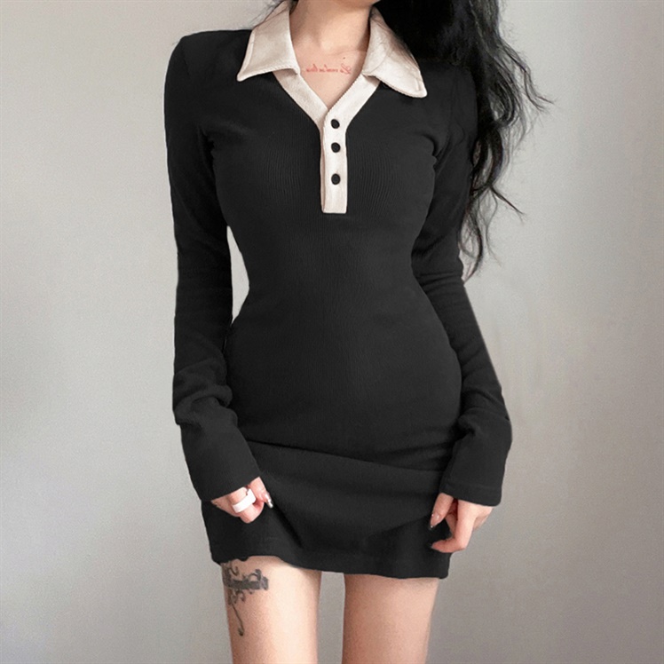 Hot Girl Pure Desire POLO Neck Sexy Dress