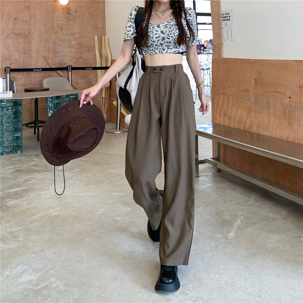 2023 spring and summer new Korean style college style retro straight wide leg pants trousers suit casual pants
