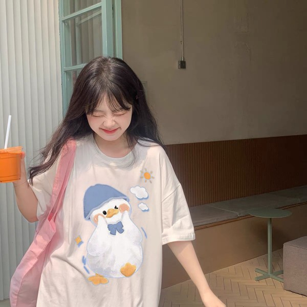 Short sleeve white t-shirt female student loose Korean ins fashion half sleeve girlfriends top