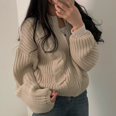 2022 new loose and lazy style woolen knitted cardigan women's spring and autumn short shawl jacket