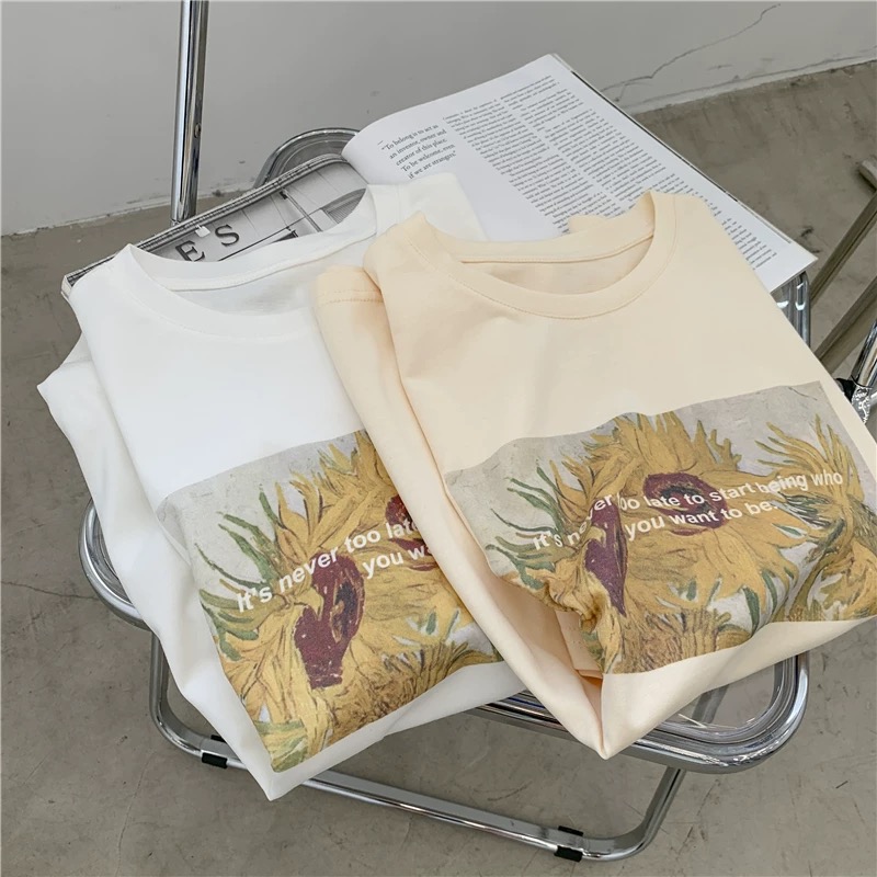 Official picture spring and summer short-sleeved printed T-shirts Three types of milk silk 180 grams of pure cotton Cotton back collar