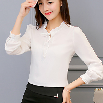 Original order 2020 spring summer Korean fashion slim fit women's top show thin ol long sleeve shirt bottom shirt