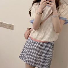 Qiujia's homemade cheese short college round neck short sleeve T-shirt