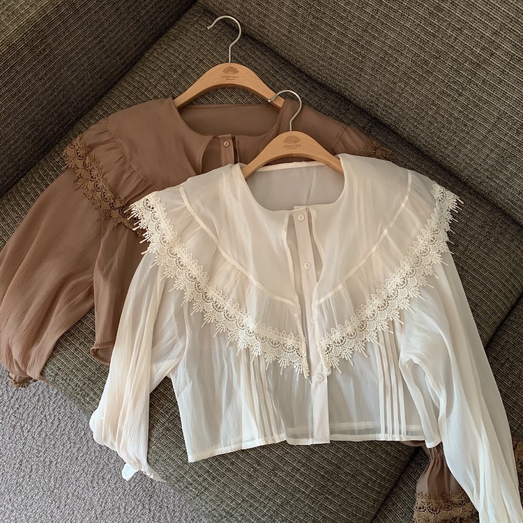 Real price Korean version of the school season autumn and winter sweet doll collar shirt