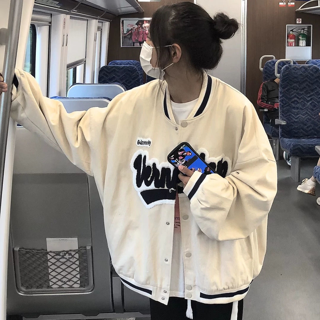 2022 autumn new all-match loose BF American retro jacket student jacket Korean baseball uniform female ins tide