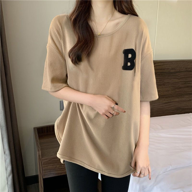 Slit short-sleeved t-shirt women's summer new design sense ins loose and thin mid-length top women's white bottoming shirt