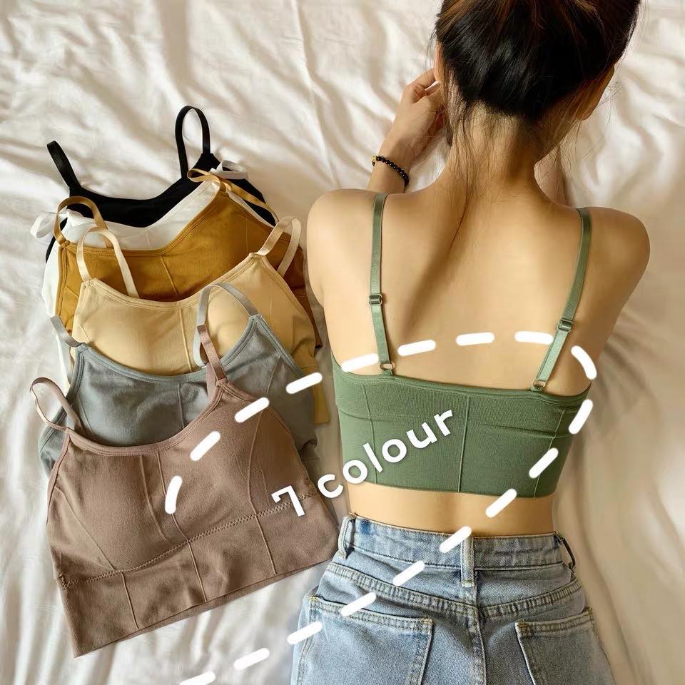 Spring Korean students' elastic fold with inner cushion and wrapped chest, strapless thread, thin shoulder belt, girl's back underwear