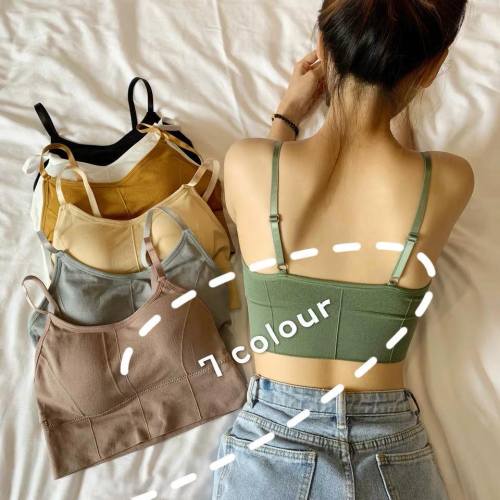 Spring Korean students' elastic fold with inner cushion and wrapped chest, strapless thread, thin shoulder belt, girl's back underwear