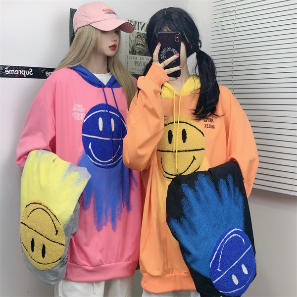 Real price towel embroidered sweater women's autumn new Korean fat mm hooded design feeling large size loose