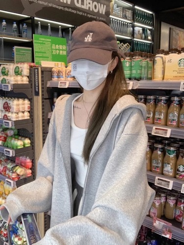 Plush thickened large size hooded sweatshirt for women, lazy style autumn and winter casual loose oversize top cardigan jacket