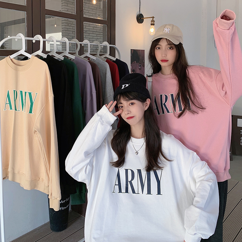 Twill pull frame oversize loose sweater women's spring and autumn ins thin section long-sleeved girlfriends top