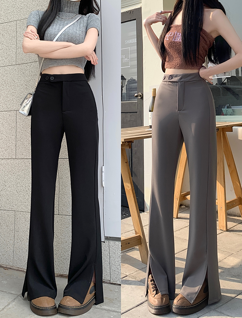 Real price real price 2023 summer new slit suit pants women's high waist drape slim casual casual straight mopping pants