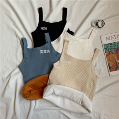Plush and thickened warm top for women's autumn and winter wear 2020 new slim versatile knitting suspender vest