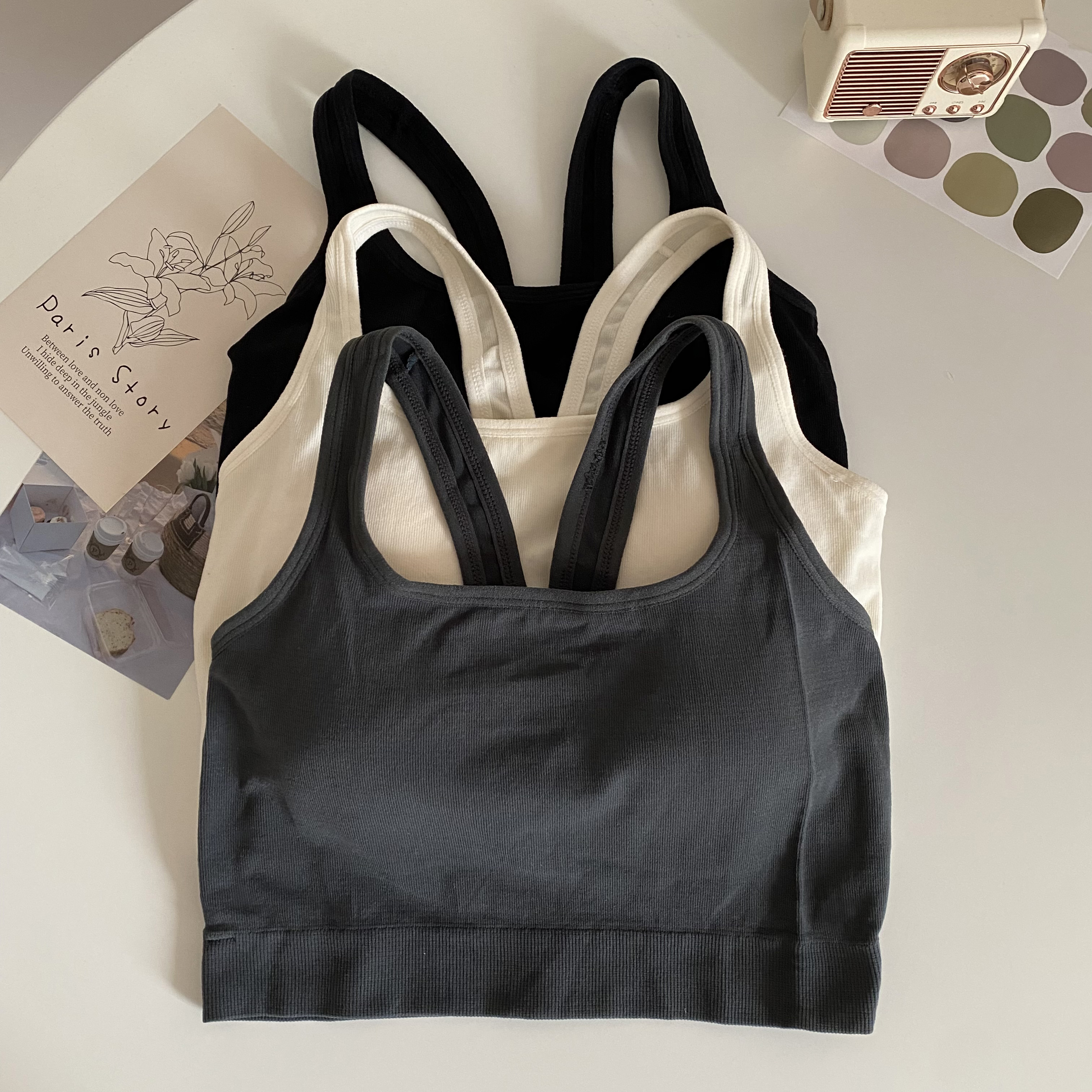 Real price Korean version of summer beautiful back versatile bra solid color suspender vest bra underwear