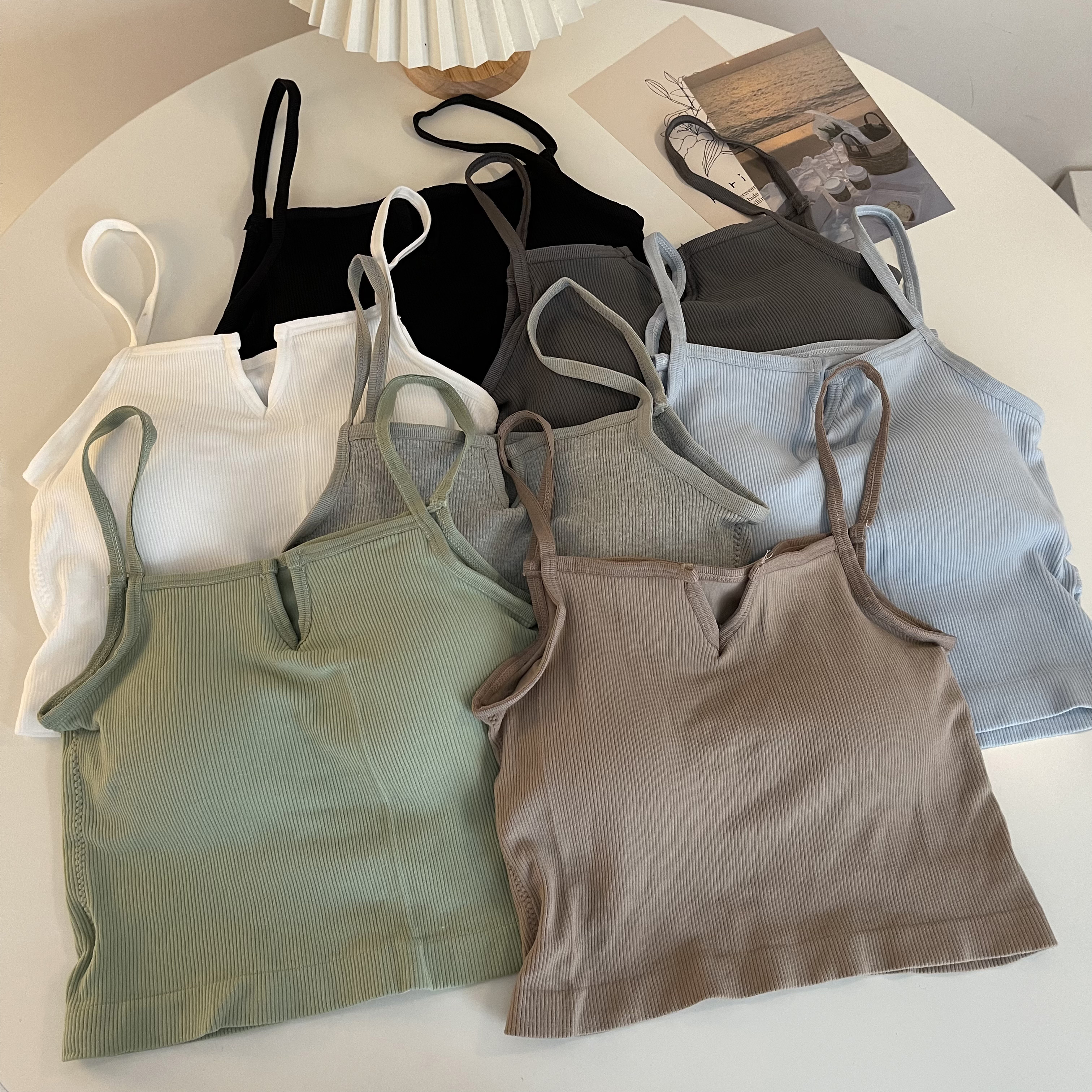 Real shooting and real price ~ summer solid color with thin velvet suspender vest inside, women's slim back, rag top and wrapped chest outside
