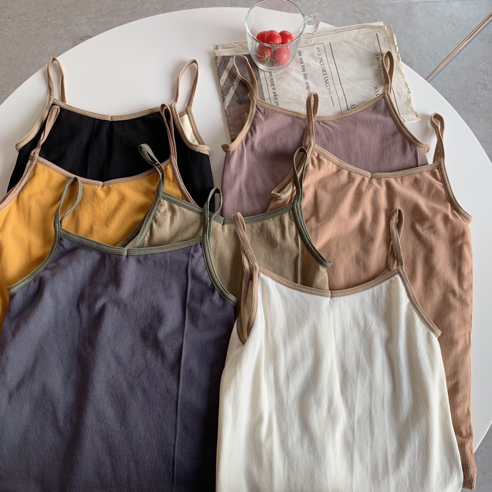 Real shot suspender vest women's interior with autumn and winter new plush slim fit and versatile exterior sleeveless top