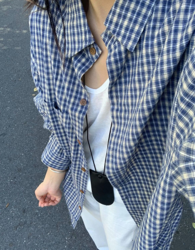 Niche Korean style plaid shirt for women early autumn new style versatile loose lazy style top with plaid shirt jacket