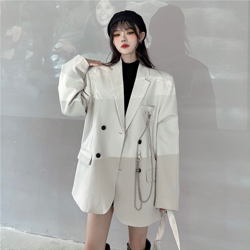 White chain small suit women's 2022 autumn new Korean version ins dark air suit jacket trend