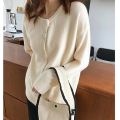Real shot gentle wind Sweater Jacket Women autumn winter new Korean loose crew neck knitted cardigan