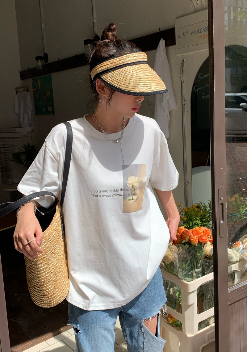 Real price ~ New Korean loose thin round neck lazy summer printed short sleeve T-shirt