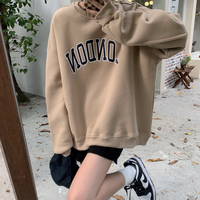 Real price new letter Plush sweater loose and versatile trendy Pullover Top