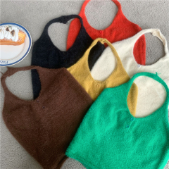 Real price real price Sexy tube top hanging neck vest sweater women's inner wear pure desire sweet and spicy short section imitation mink velvet knitting