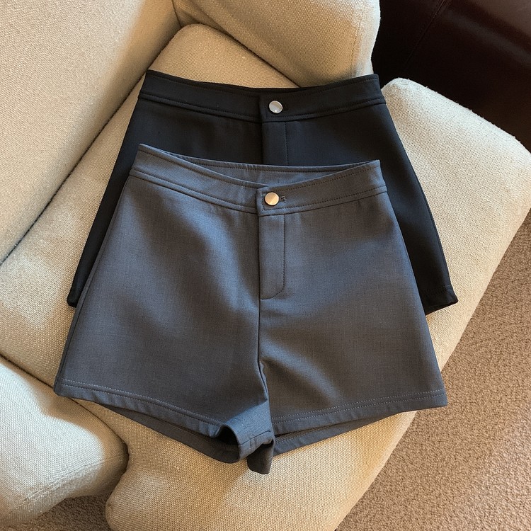 Real price real price spring and summer high waist suit one button simple and thin ins stretch European and American fried street shorts