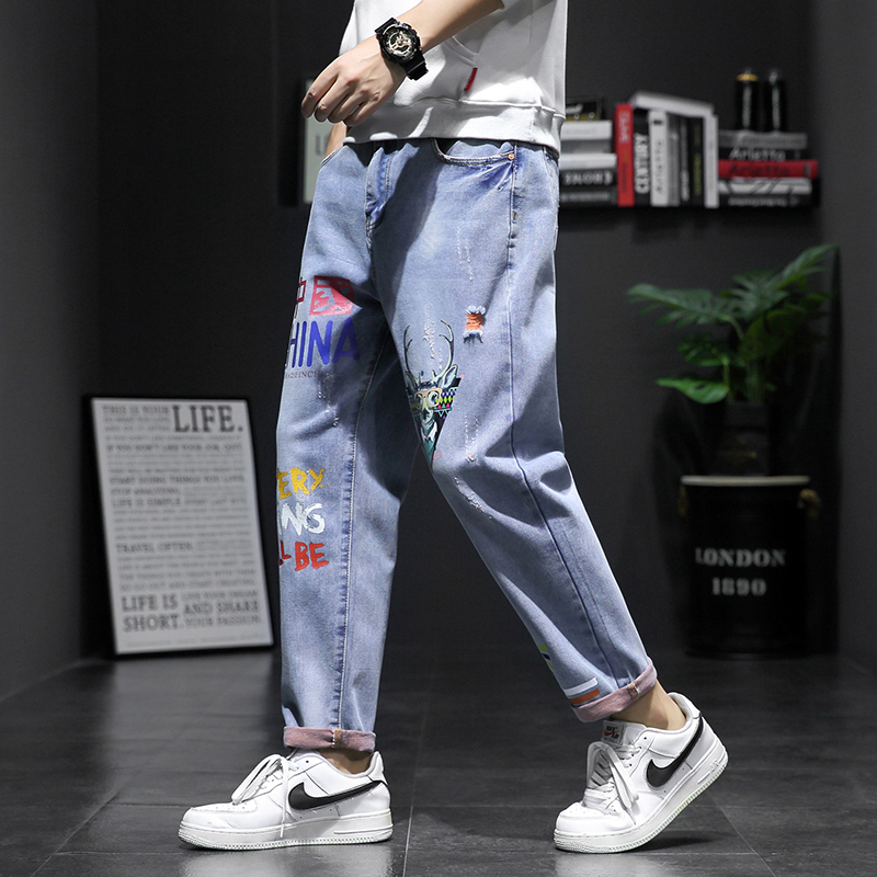 Autumn / winter 2020 men's Japanese loose printed jeans collection