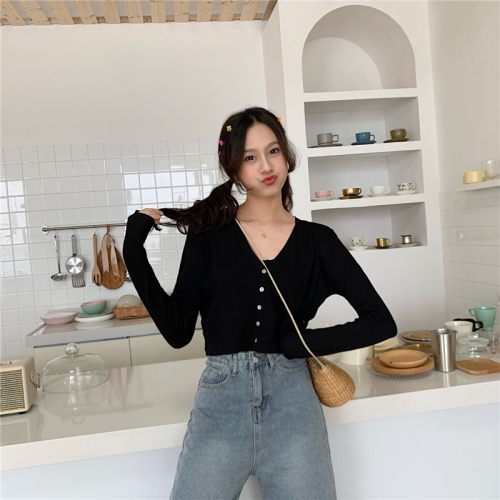 Real photo, real price, loose, thin collar, knitted cardigan, girl's temperament, long sleeve top and coat